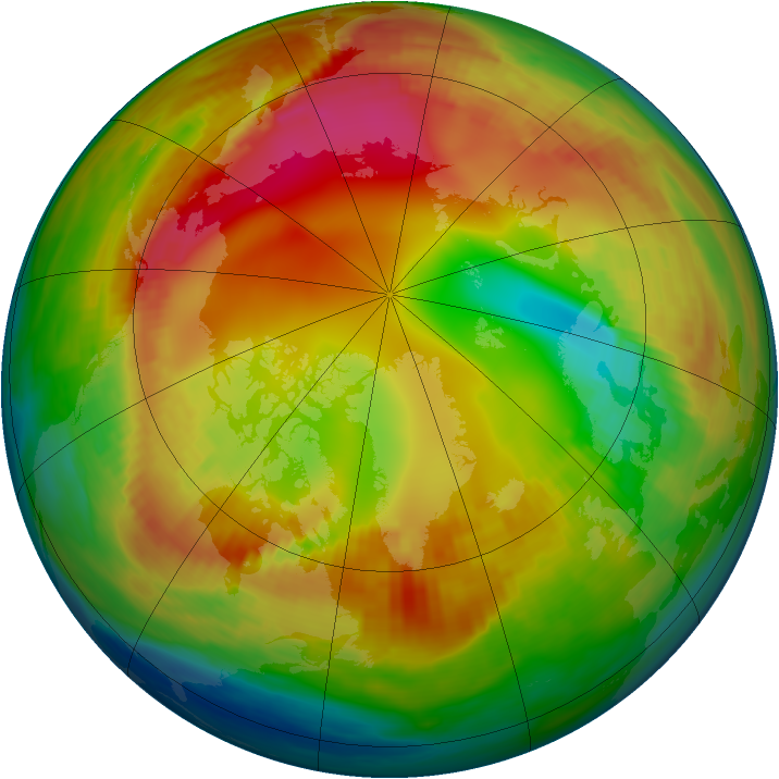 Arctic ozone map for 30 January 1991